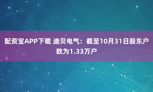 配资宝APP下载 迪贝电气：截至10月31日股东户数为1.33万户