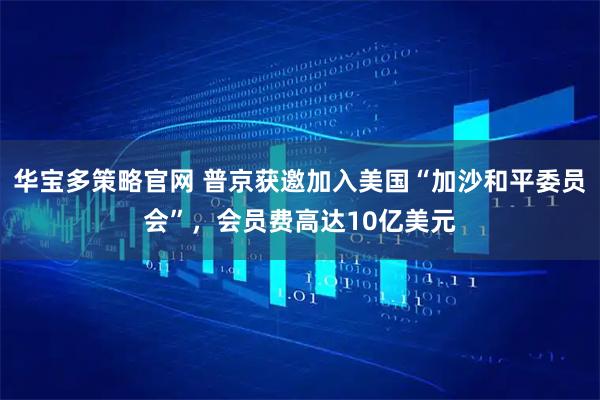 华宝多策略官网 普京获邀加入美国“加沙和平委员会”，会员费高达10亿美元